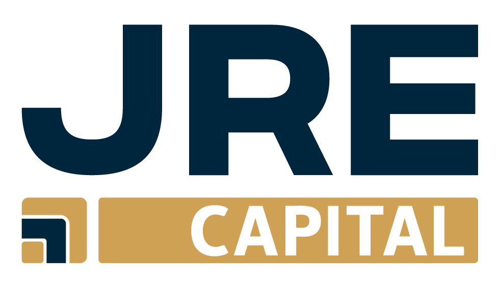 JRE Capital Logo Gold Blue Text with Boxes